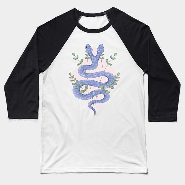 Floral snake Baseball T-Shirt by FoliumDesigns